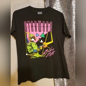 Vtg black starwars large tshirt boba fett pre owened